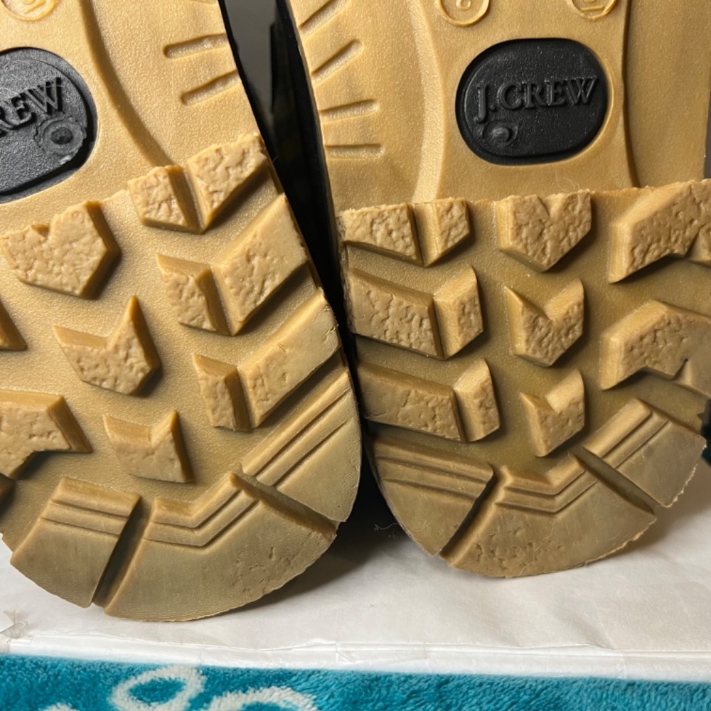 J Crew Womens Snow Boots Black Yellow Gray Plaid Shearling Lining Classic Size 9 - Picture 11 of 11